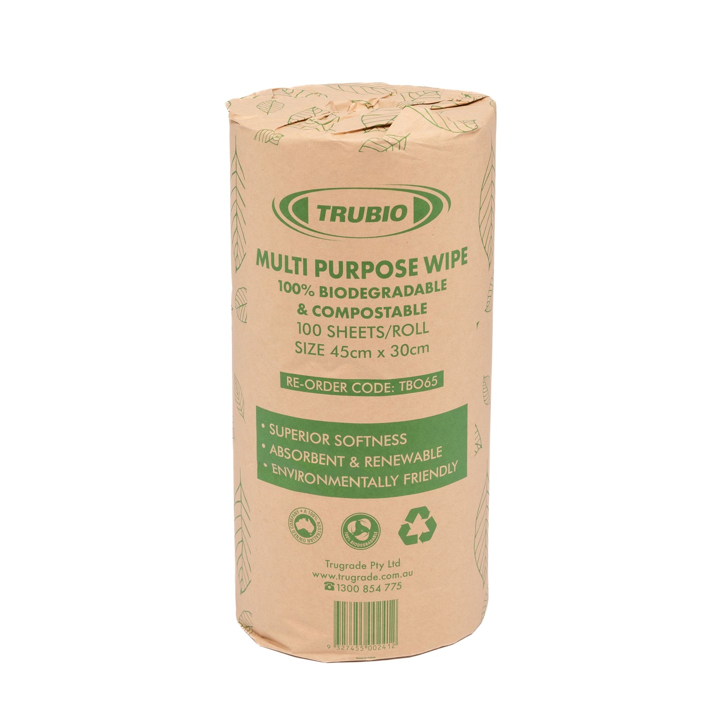 Biodegradable Compostable Multi Purpose Green Wipe 30cm x 45cm